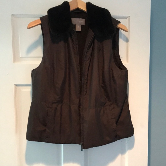 Ann Taylor Jackets & Blazers - Brown vest with faux fur collar